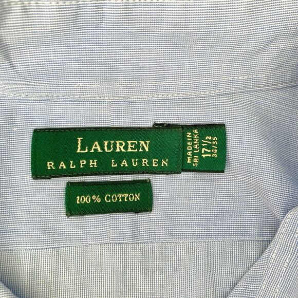 Ralph Lauren Shirt Men's Size 17.5 32/33 Blue Striped Dress Casual Business Work - Picture 2 of 4